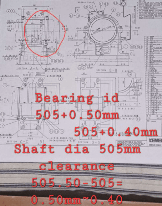 Drawing showing Intermediate Propeller Shaft Bearing 