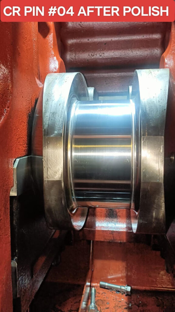 Crankpin of YANMAR 8N330L-EV Auxiliary Engine after grinding and polishing